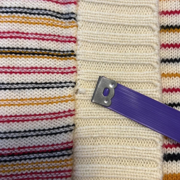 Vintage 70s Montgomery Ward Striped Cardigan Sweater Acrylic Knit Retro Boho M - Picture 7 of 10